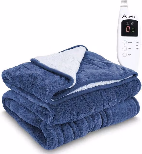 Alivio Premium Electric Heated Flannel Blanket in Blue, W/D/H: 130 x 160 cm – 1