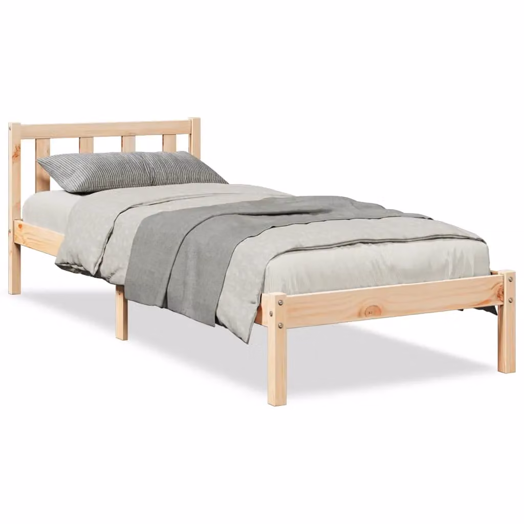 Berkfield Home Extra Long Solid Wood Pine Bed Frame in Brown, W: 100 cm, L: 210 cm – 2