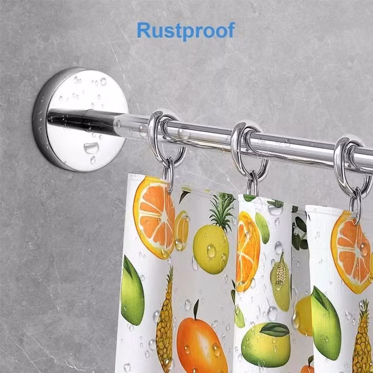 EONLION L-Shape Metal Shower Curtain Rail Rod in Silver, W/D/H: 50 x 50 x 50 cm