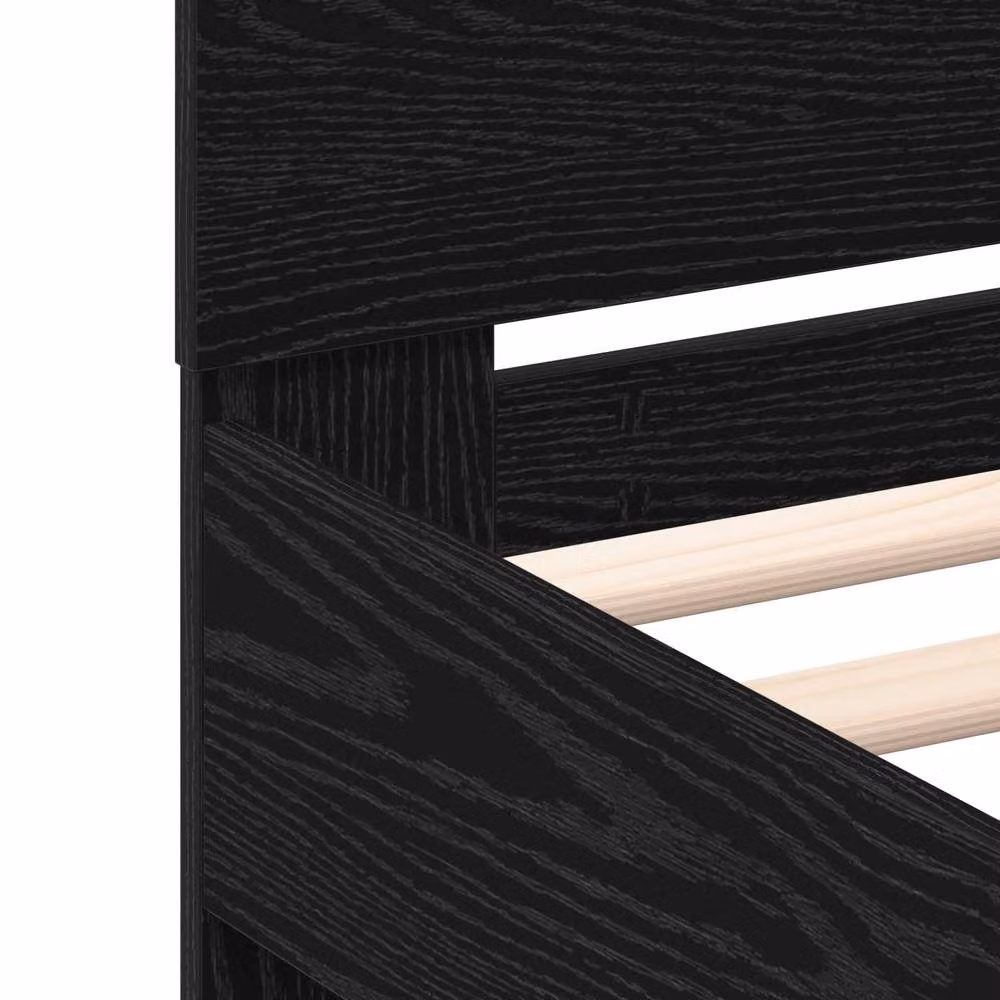 Berkfield Home Modern Bed Frame with Under-Bed LED Lighting in Black Oak, Engineered Wood, W: 75 cm x L: 190 cm – 6