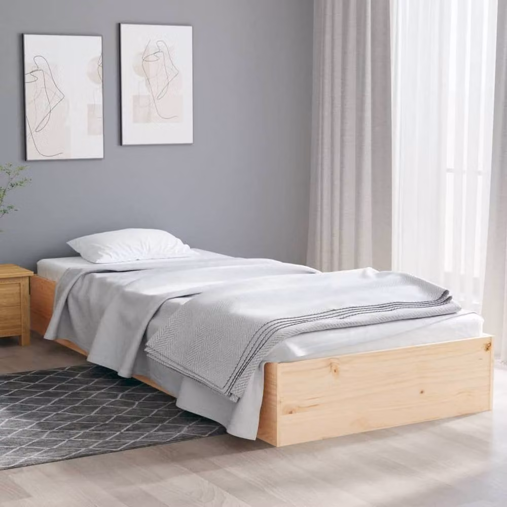 Berkfield Home Solid Wood Single Bed Frame in Beige, W/D/H: 90 x 190 cm – 2