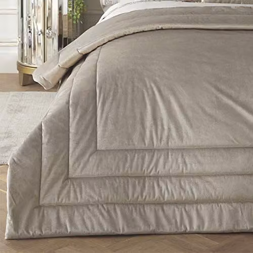 Laurence Llewelyn-Bowen Luxury Quilted Velvet Bedspread in Silver Grey, W: 150 cm, L: 220 cm