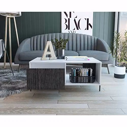 Core Products Dallas Coffee Table with Drawer in White and Grey Oak – 2