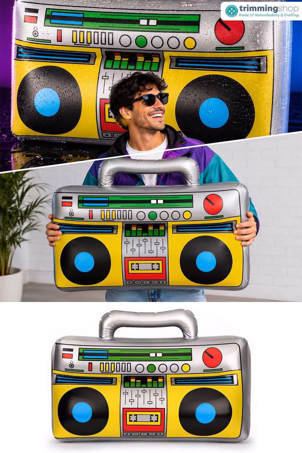 Neel Blue Inflatable Retro Boom Box Blow Up Radio Prop in Multicolour – 6