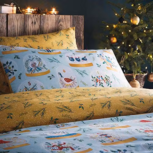 Riva Home Twelve Days of Christmas Reversible Duvet Cover and Pillowcase Set, Red, King Size, W/D/H: 180 x 200 cm, Pillowcases: 50 x 75 cm – 3