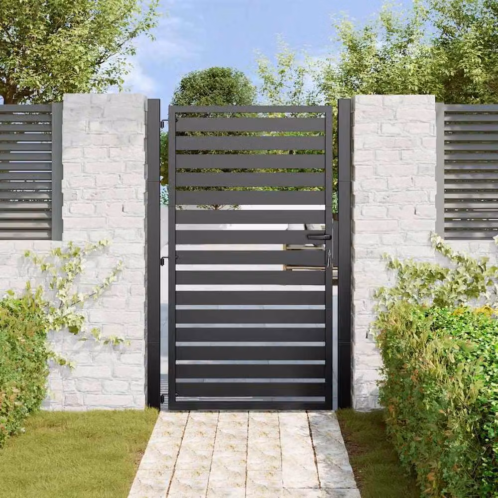 Berkfield Home Lockable Single Garden Gate in Black Aluminium, W: 100 cm, H: 150 cm – 2
