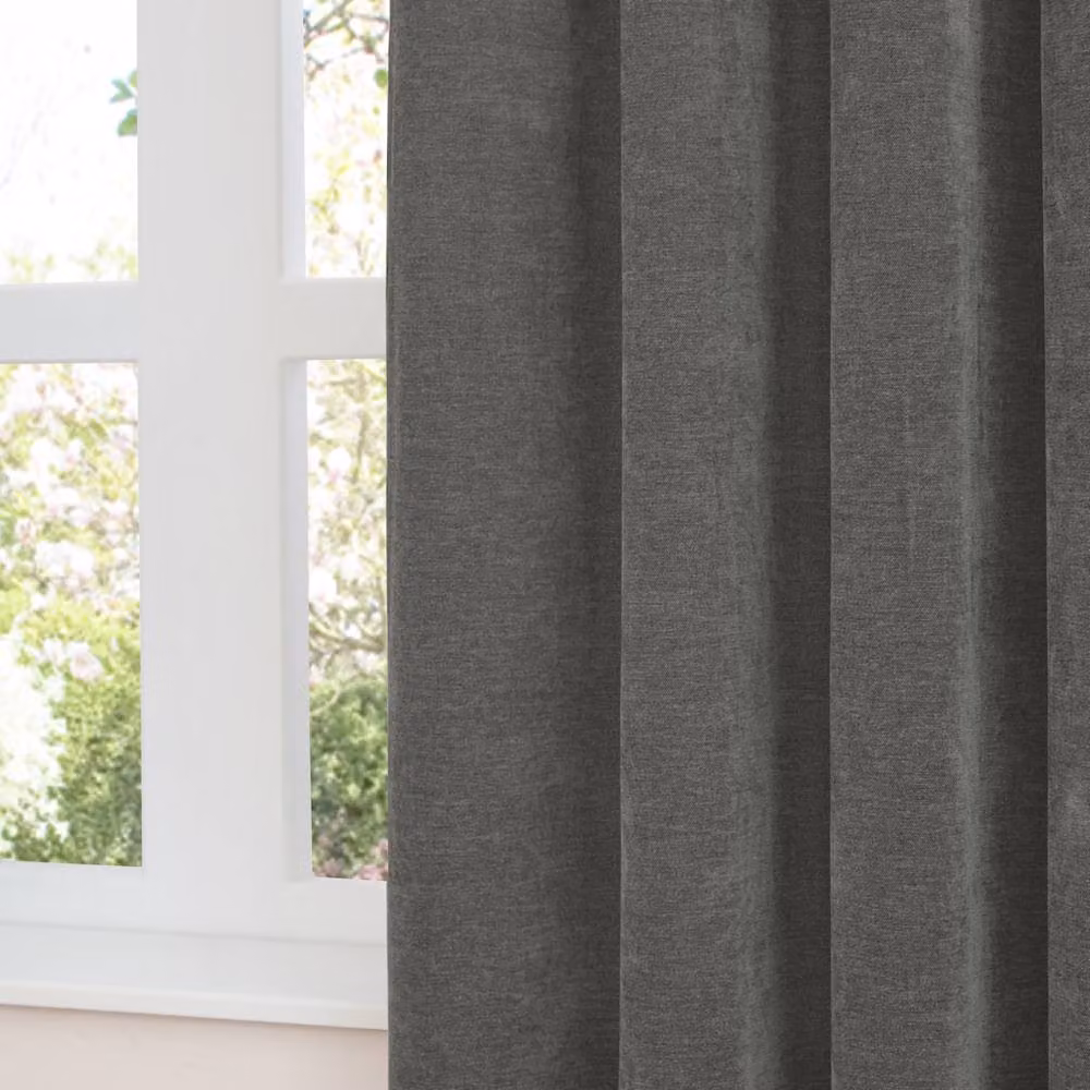 Furn Soft Chenille Blackout Eyelet Curtains in Charcoal Grey, Width: 168 cm, Drop: 229 cm – 3