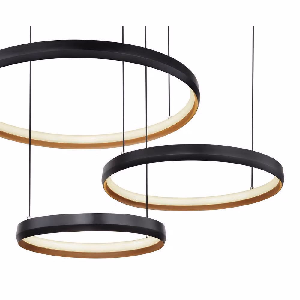 Netlighting Halli Pendant Light in Black and Gold, Dimmable LED with Remote Control and Height Adjustment – 2