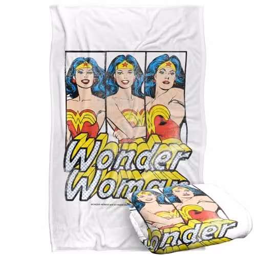 Warner Bros. Wonder Woman Panels Silky Touch Super Soft Fleece Throw Blanket, Multicolour, W: 91.44 cm x L: 147 cm – 1