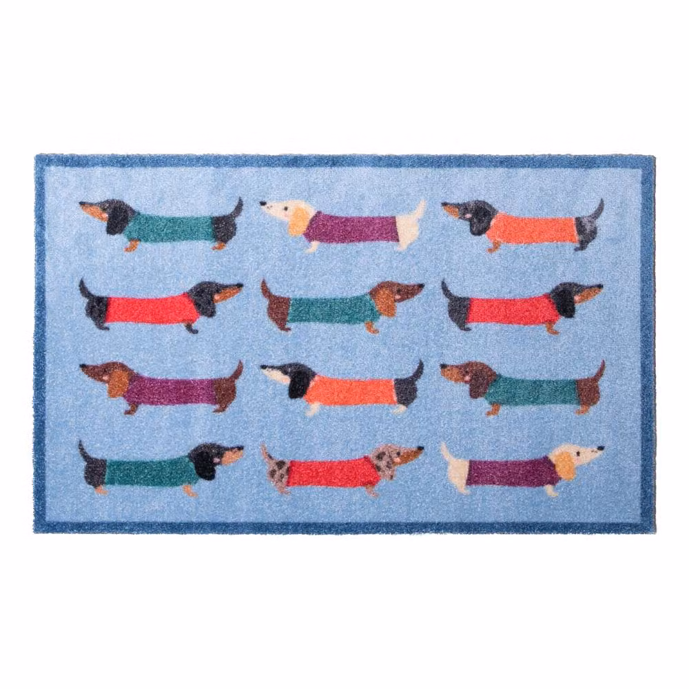 Artsy Mats Dachshund Washable Non-Slip Indoor Doormat, Blue, W: 80 cm, D: 50 cm – 2