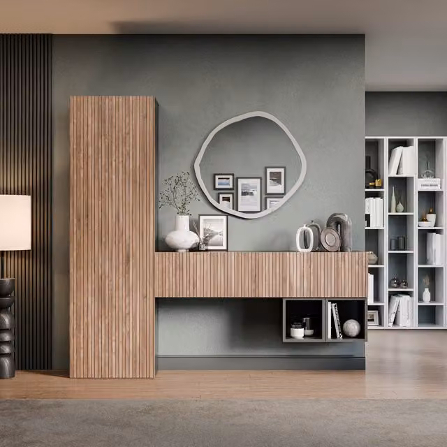 Decorotika Utrecht Wall Mounted Minimalist Living Room Entertainment Center in Black