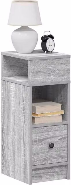 Berkfield Home Set of 2 Grey Sonoma Bedside Cabinets with Drawer, W/D/H: 25 x 31 x 66 cm – 1