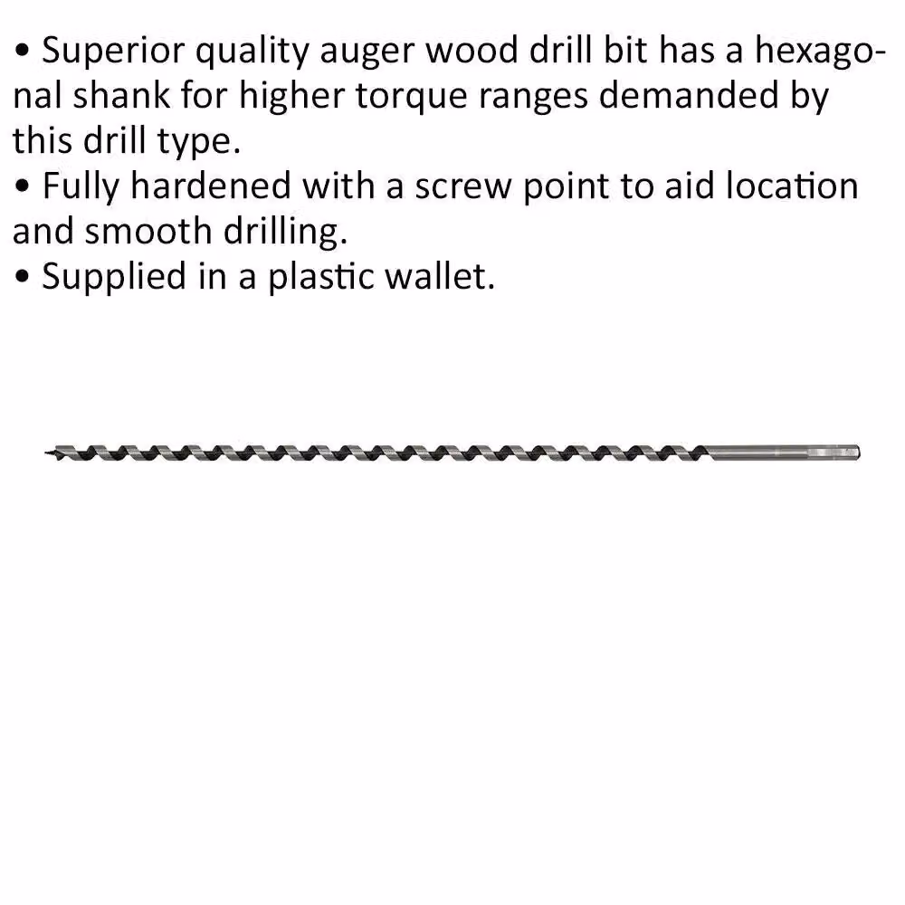 Loops Silver Hardened Auger Wood Drill Bit with Hexagonal Shank, Diameter: 12 mm, Length: 600 mm – 2