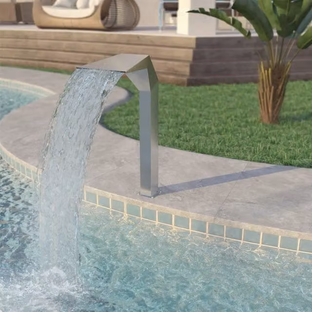 Berkfield Home Stainless Steel Pool Fountain in Silver, W/D/H: 50 x 30 x 90 cm