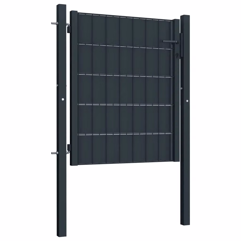 Berkfield Home Anthracite PVC and Steel Single Swing Fence Gate W: 100 cm, H: 81 cm – 2