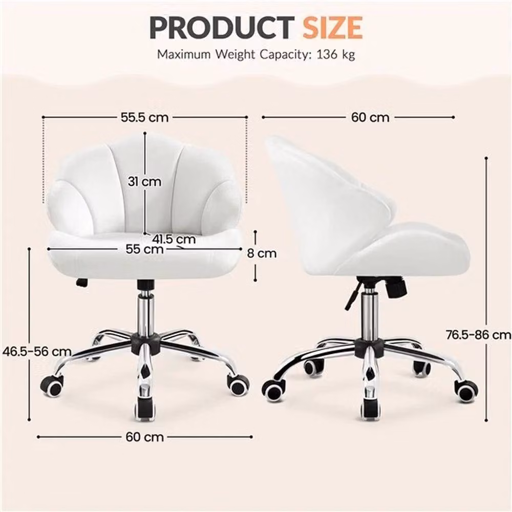 EONLION White Modern Velvet Swivel Home Office Task Chair – 2