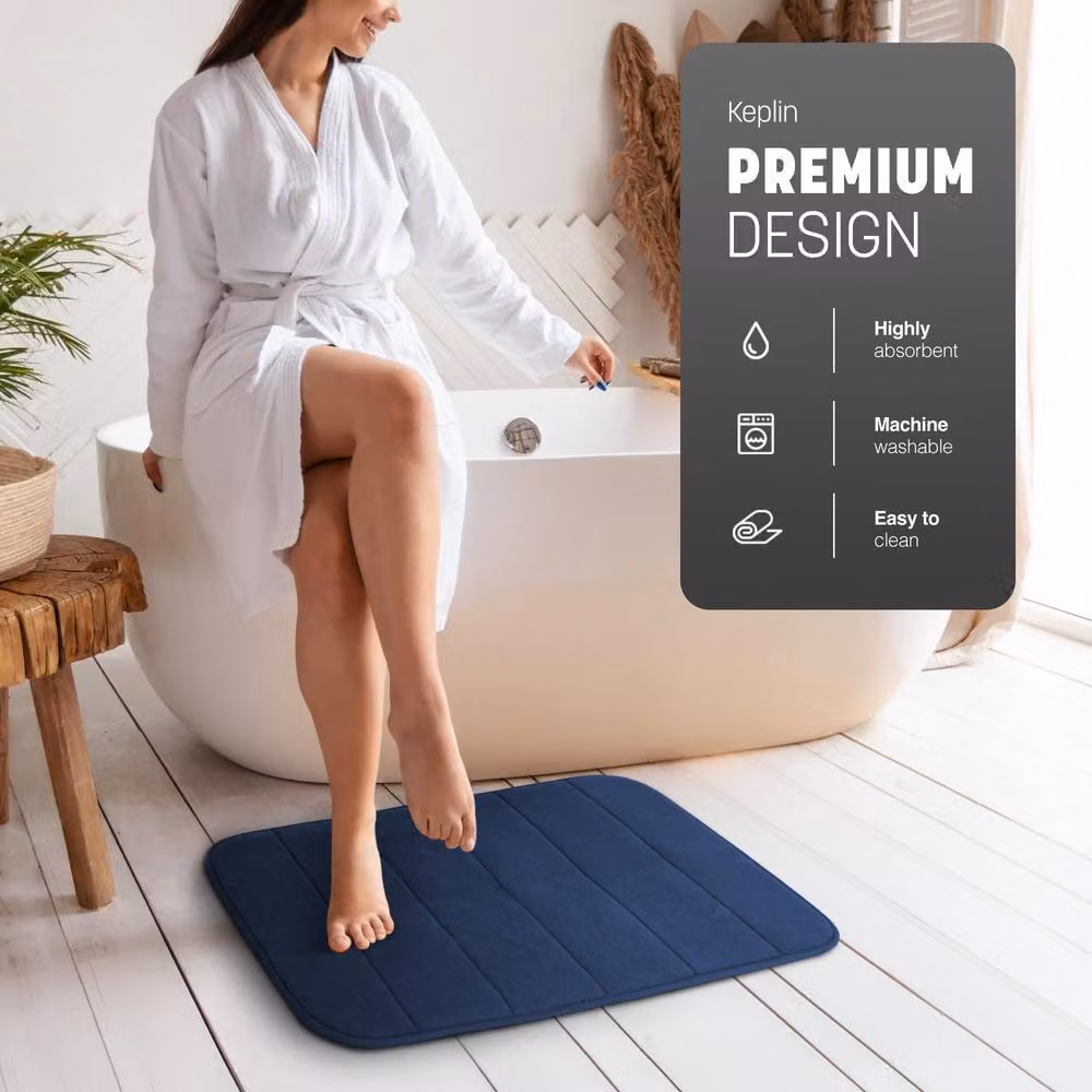 Keplin Memory Foam Bath Mat, Blue, W: 40 cm, D: 60 cm – 3