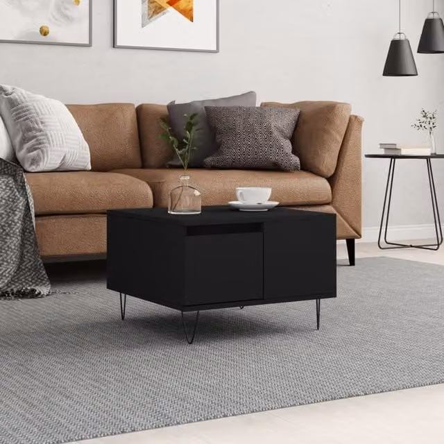Berkfield Home Modern Black Square Coffee Table, W/D/H: 55 x 55 x 36.5 cm – 1