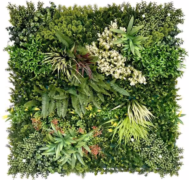 True Products Premium Artificial Living Gala C Green Floral Wall Panel, W: 1 m, H: 1 m