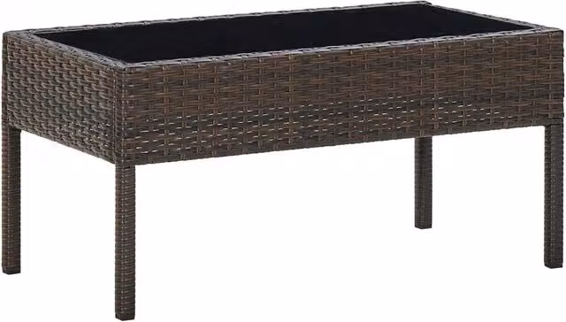 Berkfield Home Brown Poly Rattan Garden Table W: 75 cm, D: 40 cm, H: 37 cm – 1