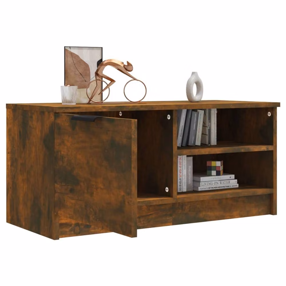 Berkfield Home Modern Smoked Oak TV Cabinet in Brown, W/D/H: 80 x 35 x 36.5 cm – 3