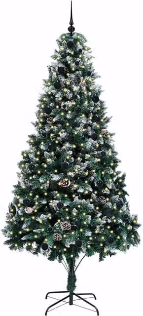 Berkfield Home Beautiful Artificial Christmas Tree with 300 LEDs and Stand, Green, H 240 cm x W 130 cm