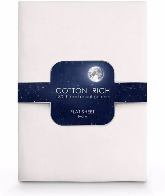 Intimates Cotton Rich Plain Dye Flat Sheet in Beige, W: 200 cm x D: 200 cm