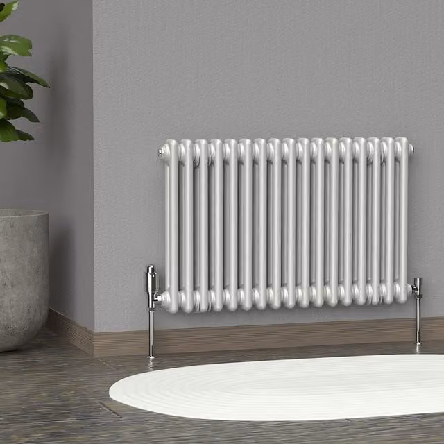Lux Heat Horizontal 2 Column Steel Radiator in Dove Grey, W: 78.5 cm, H: 50 cm