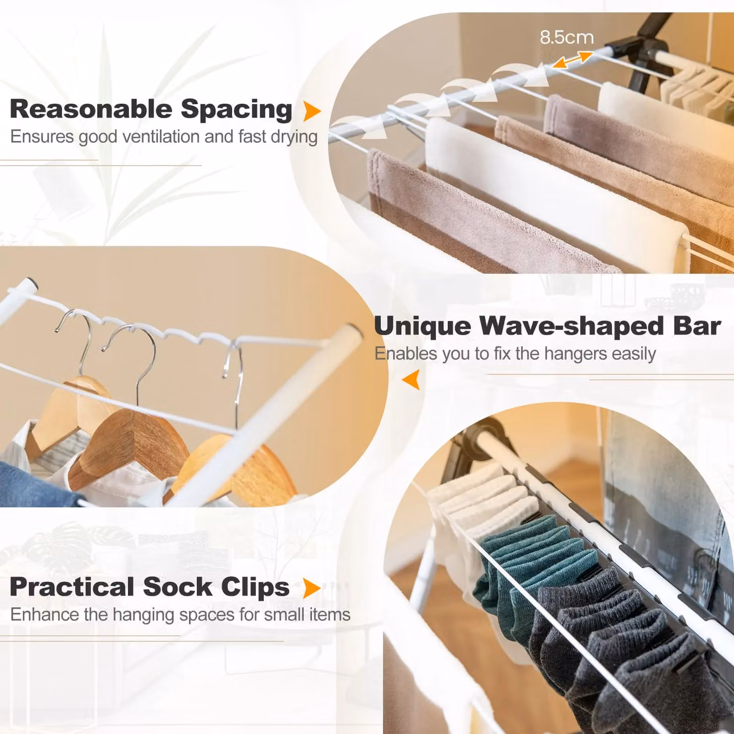 Gymax 2-Level Adjustable Folding Clothes Drying Rack in White – 2
