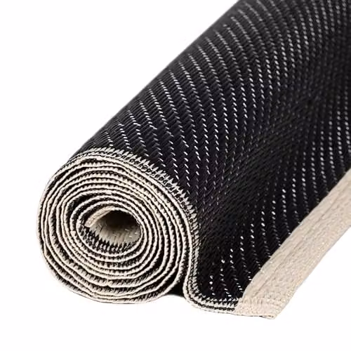 THE RUGS Urban Collection Outdoor Rug, Wave Design, Black and Beige, W: 90 cm, D: 150 cm – 6