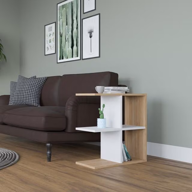 Decorotika Hamlet Modern Oak and White Side Table
