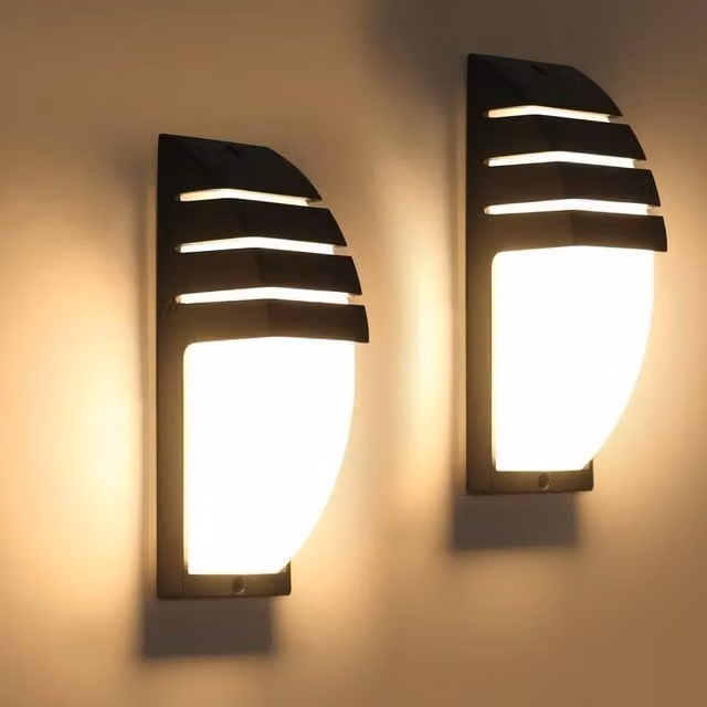 Goeco Pack of 2 Modern LED Outdoor Wall Lights, 12W, IP65 Waterproof, 3000K Warm White, Black