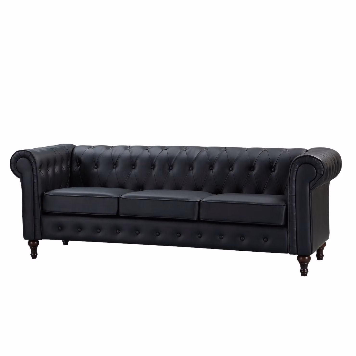 Artemis Home Richland 3 Seat Chesterfield Sofa in Black Synthetic Leather – 2