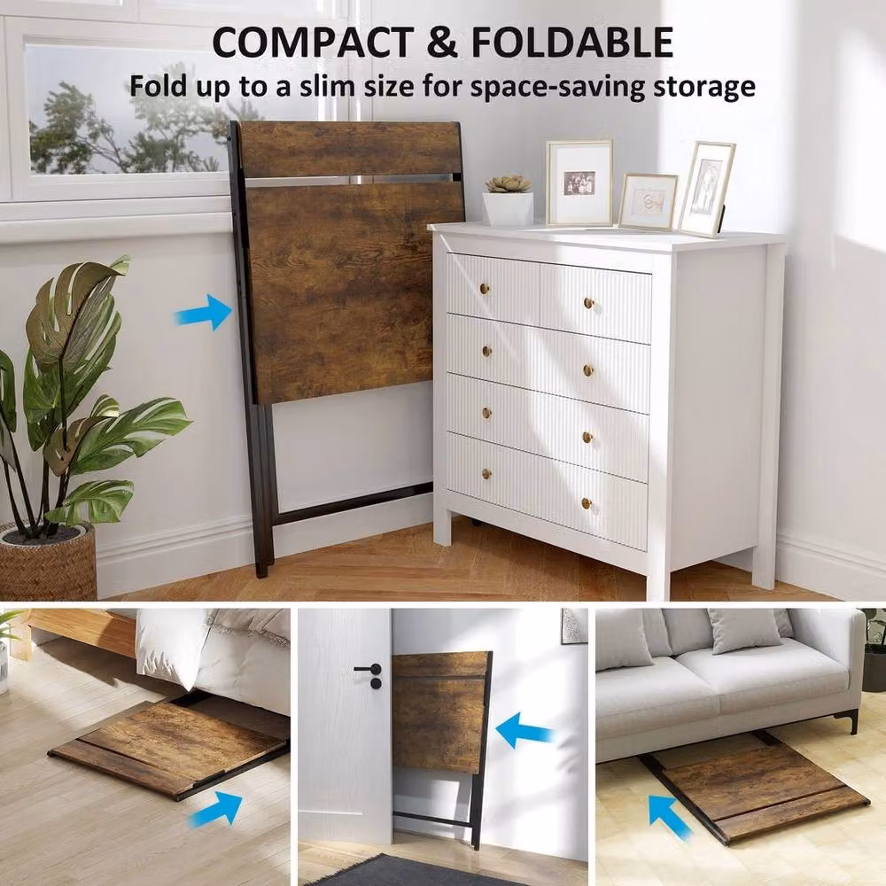 VOGREX Rustic Brown Folding Computer Desk W/D/H: 70 x 62 x 86.5 cm – 5