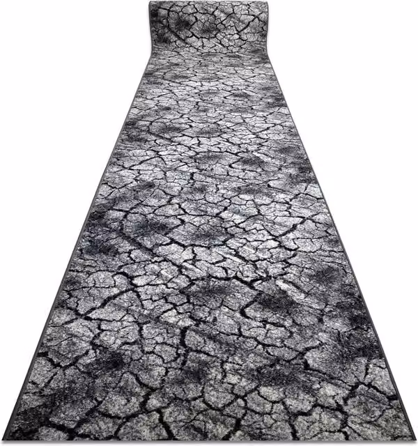 RugsX Silver Terra Runner in Grey, W: 100 cm, L: 370 cm