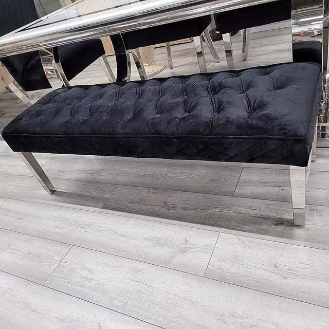Modernique Precious Velvet Bench Footstool in Black