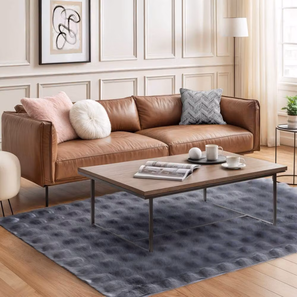 New Edge Blinds Deluxe Faux Fur Rug in Grey, W/D: 120 x 170 cm – 3