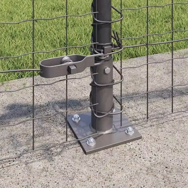 vidaXL Set of 26 Grey Square Concrete and Metal Fence Posts, W/D/H: 3.2 x 3.2 x 70 cm – 1