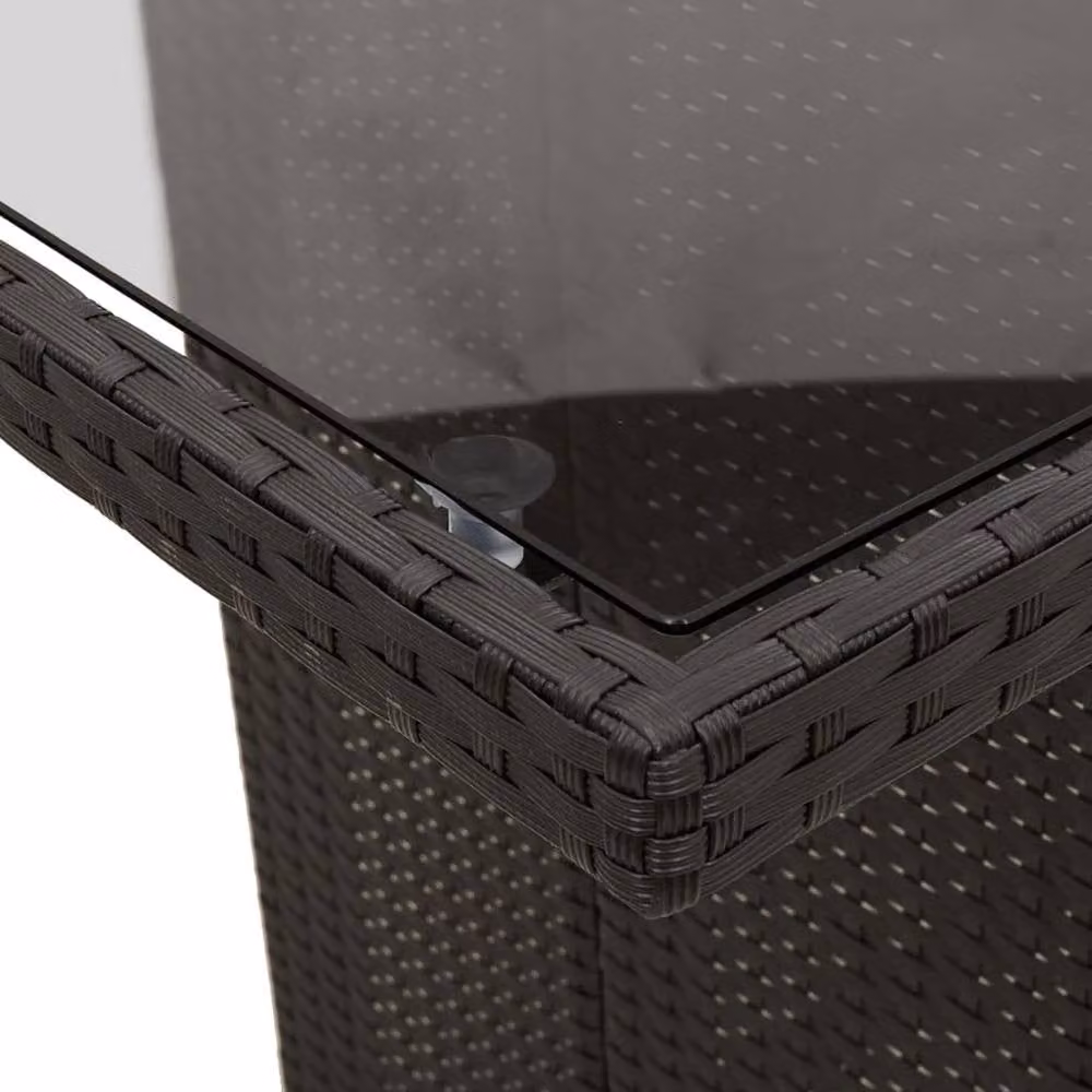Berkfield Home Black Poly Rattan Extendable Garden Table with Glass Top, W/D/H: 190 x 80 x 75 cm – 4