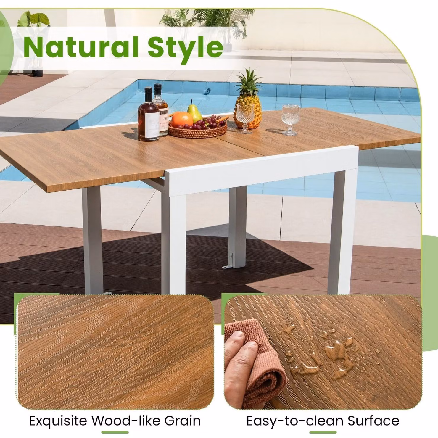 Gymax Expandable Patio Dining Table for 4-6 People in Brown – 4