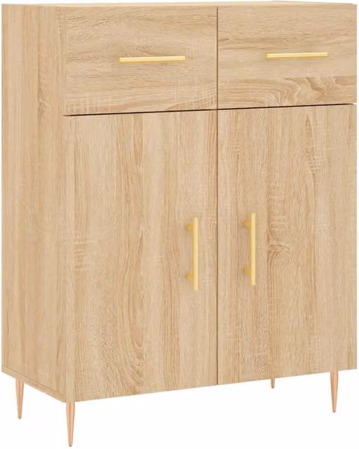 Berkfield Home Sonoma Oak Sideboard in Light Oak, W/D/H: 69.5 x 34 x 90 cm
