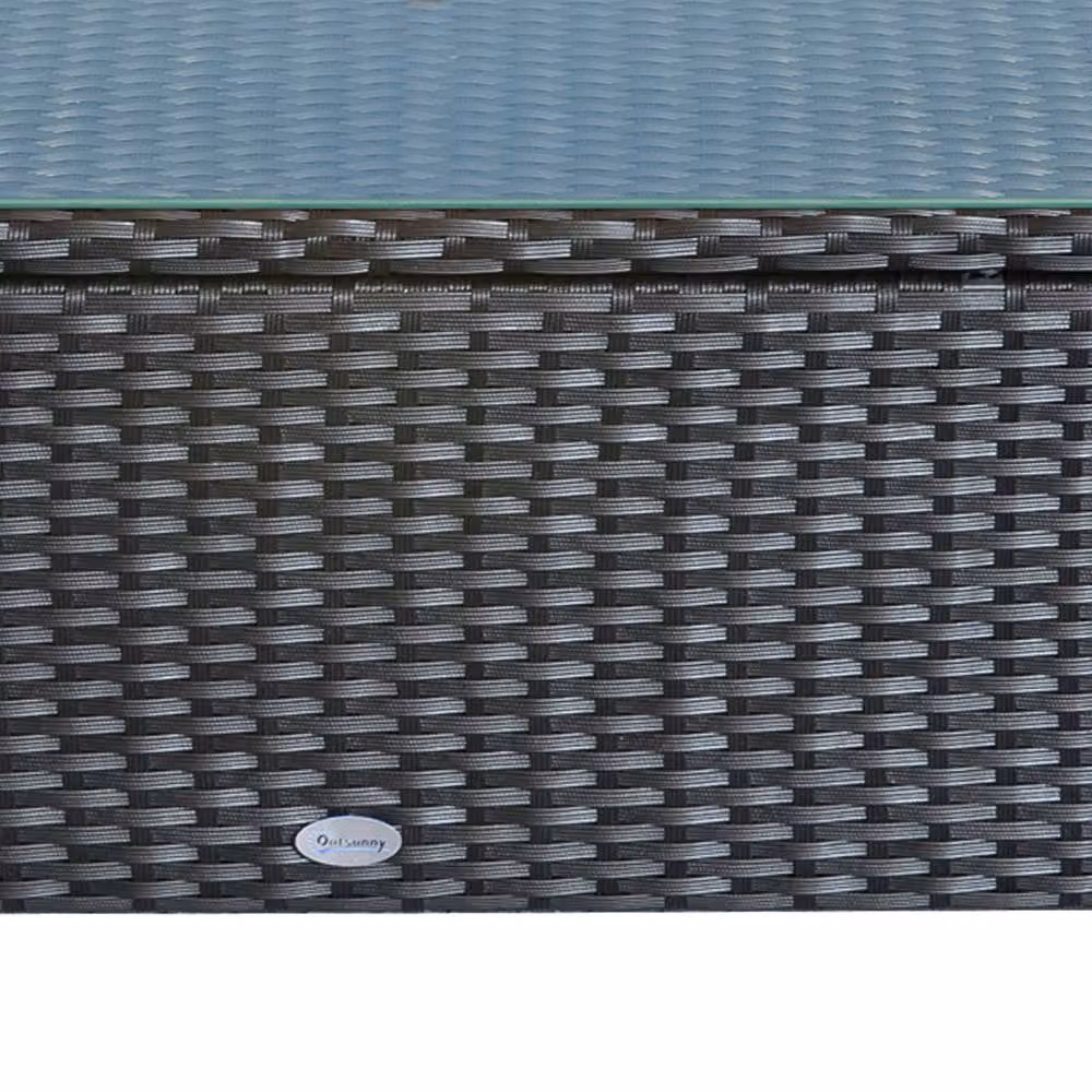 ERGOVEXA Black PE Rattan Coffee Table with Metal and Glass Details – 7