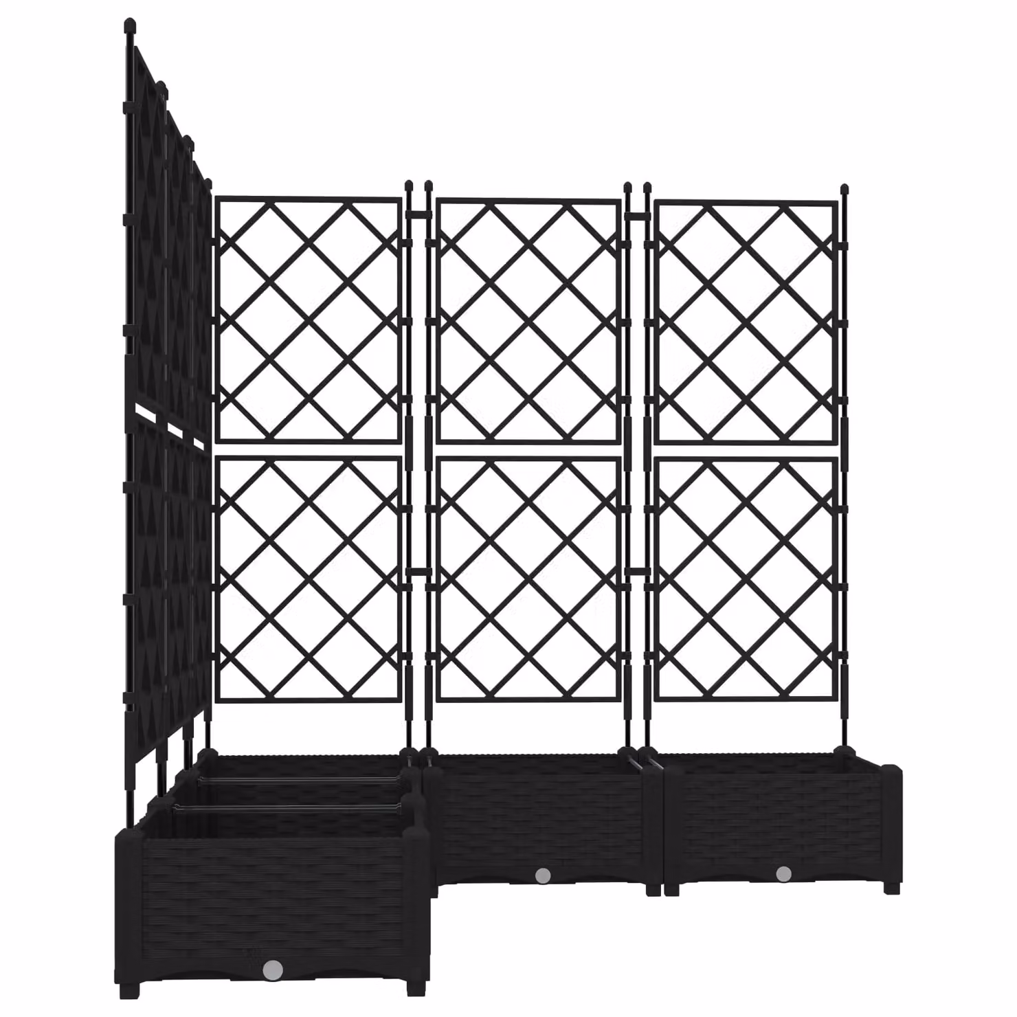Berkfield Home Garden Planter with Trellis, 5 Piece Set, Black, W/D/H: 120 x 120 x 125.5 cm – 4