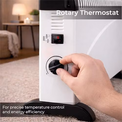 Prem-i-air 2kW Freestanding Convector Heater with Thermostat and Overheat Protection, White – 5