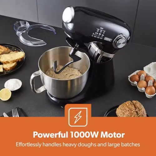 Geepas 1000W Stand Tilt-Head Food Mixer with 5L Stainless Steel Mixing Bowl, 12 Speeds and Pulse Function in Blue or Black – 3