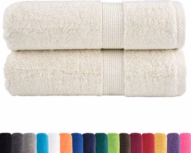 Berkfield Home SOLUND Premium Cotton Terry Guest Towels, 2 Pack, Beige, W: 30 cm, H: 50 cm, 600 gsm