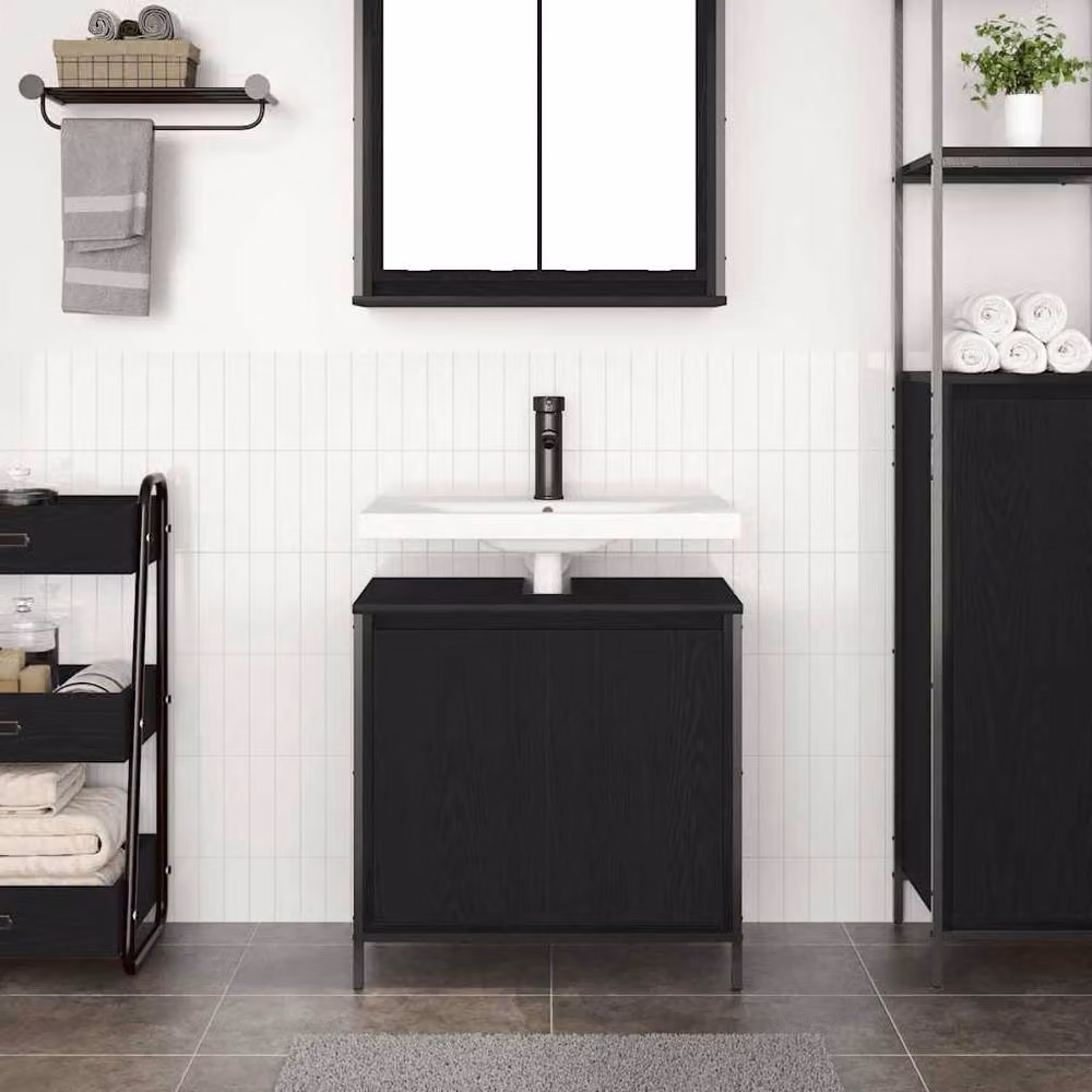 Berkfield Home Modern Black Freestanding Bathroom Basin Cabinet W/D/H: 60 x 34.5 x 60 cm – 3