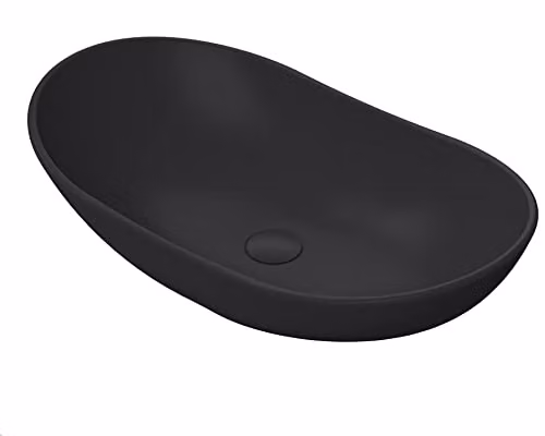 nuie NBV459 Luxe Oval Ceramic Countertop Vessel Basin in Matt Black, W/D/H: 61.5 x 36.0 x 15.5 cm – 2