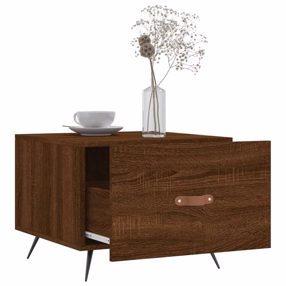 Berkfield Home Set of 2 Brown Oak Decorative Coffee Tables, W/D/H: 50 x 50 x 40 cm – 3