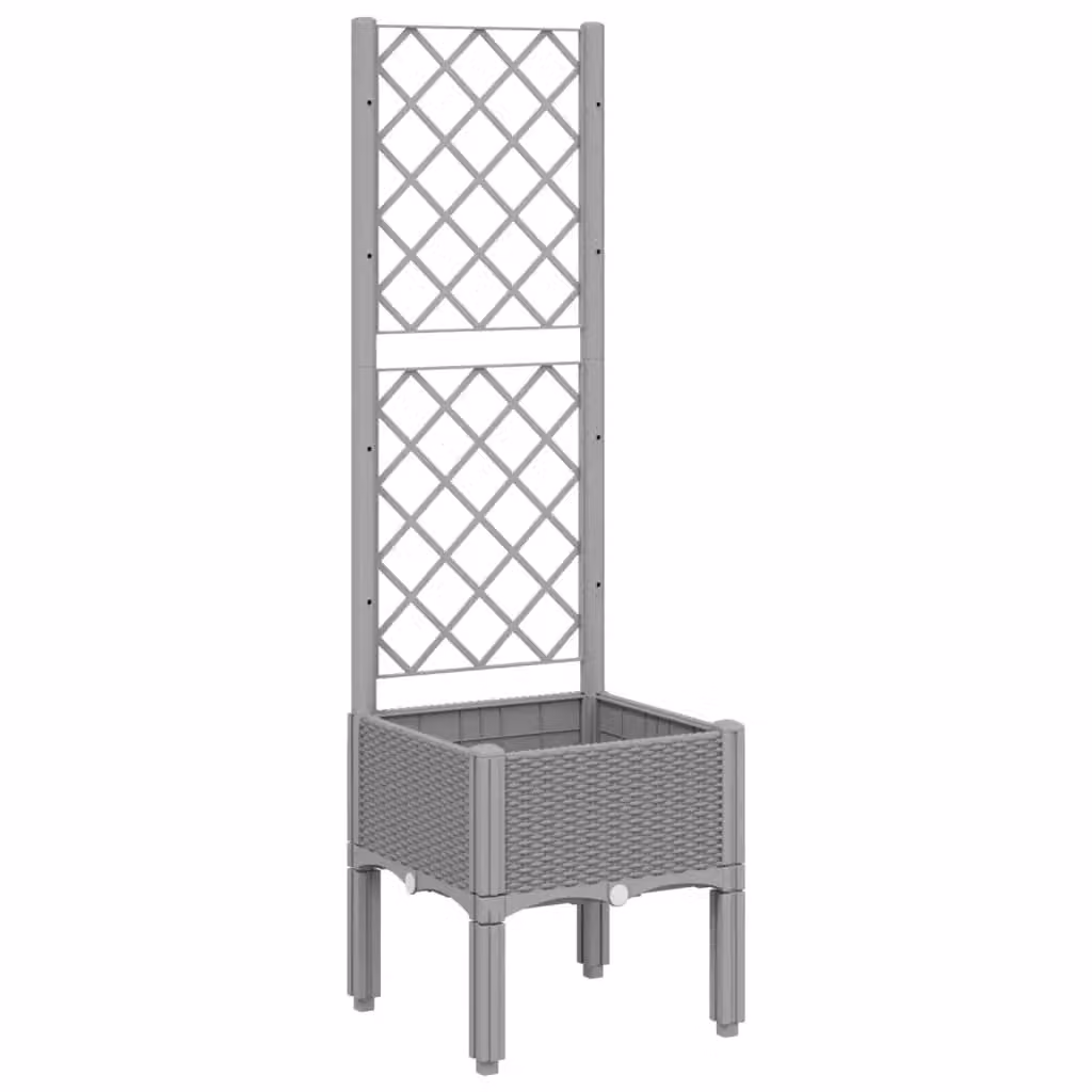 Berkfield Home Garden Planter with Trellis in Grey, W/D/H: 40 x 40 x 142 cm – 2